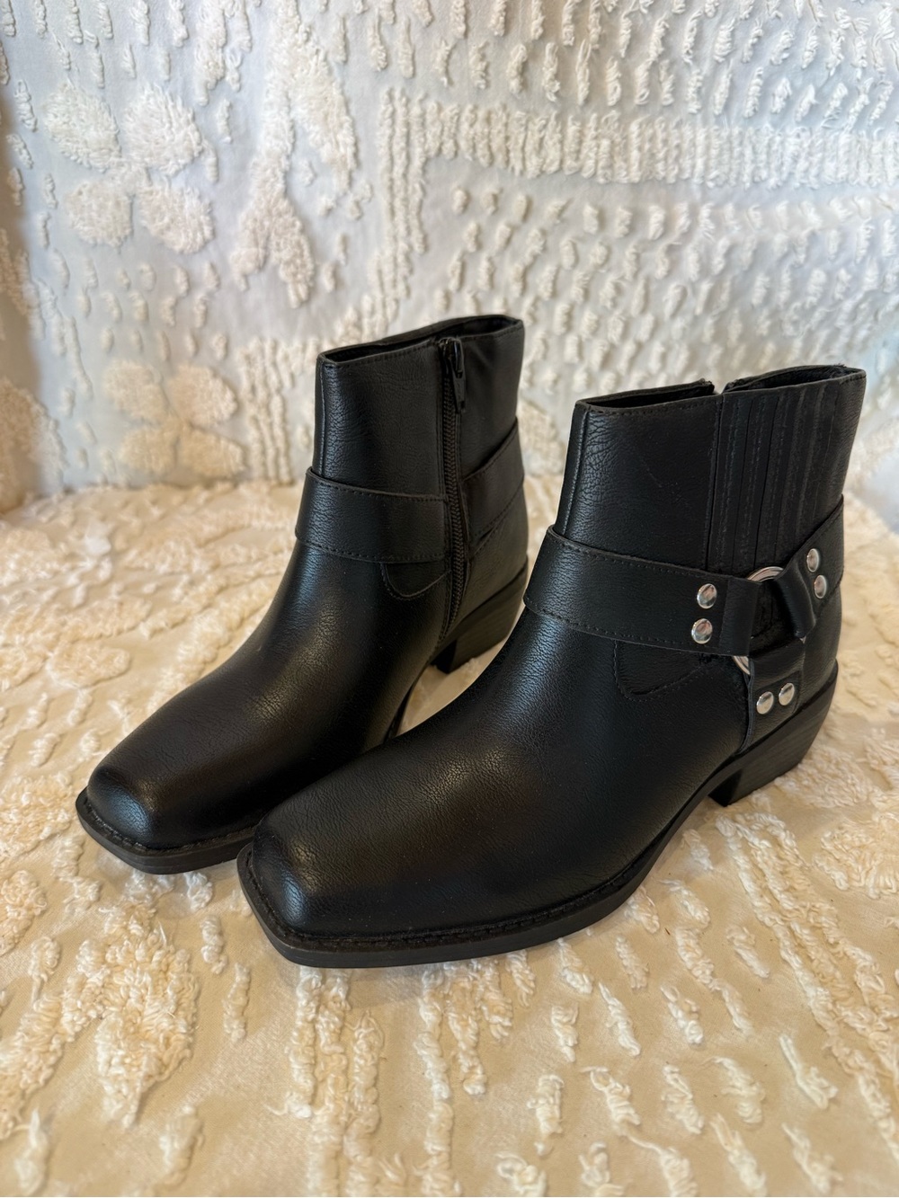 Classic Black Harness Ankle Booties #740